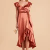 James Shiny Satin Midi Dress - Terracotta