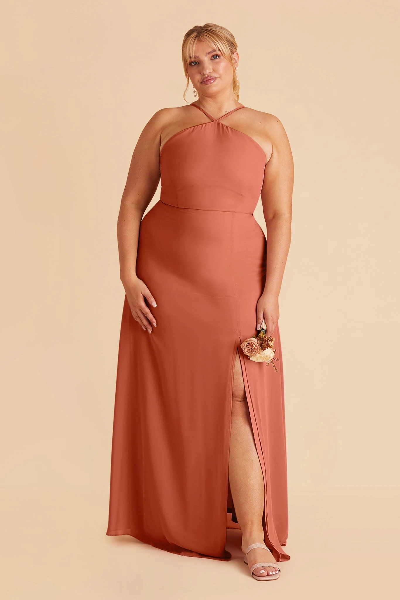 Juliet Chiffon Dress - Terracotta - Image 2
