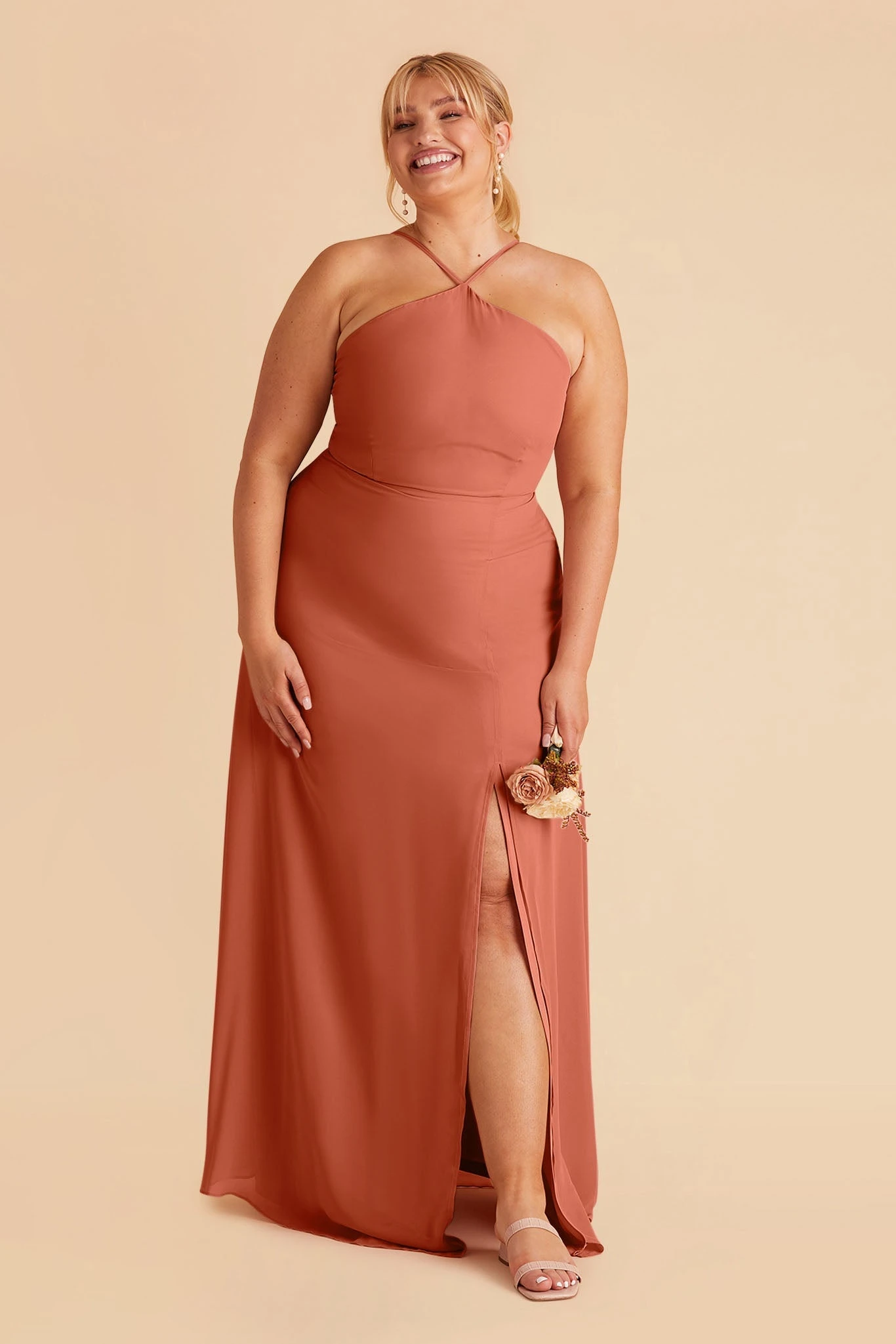 Juliet Chiffon Dress - Terracotta - Image 7