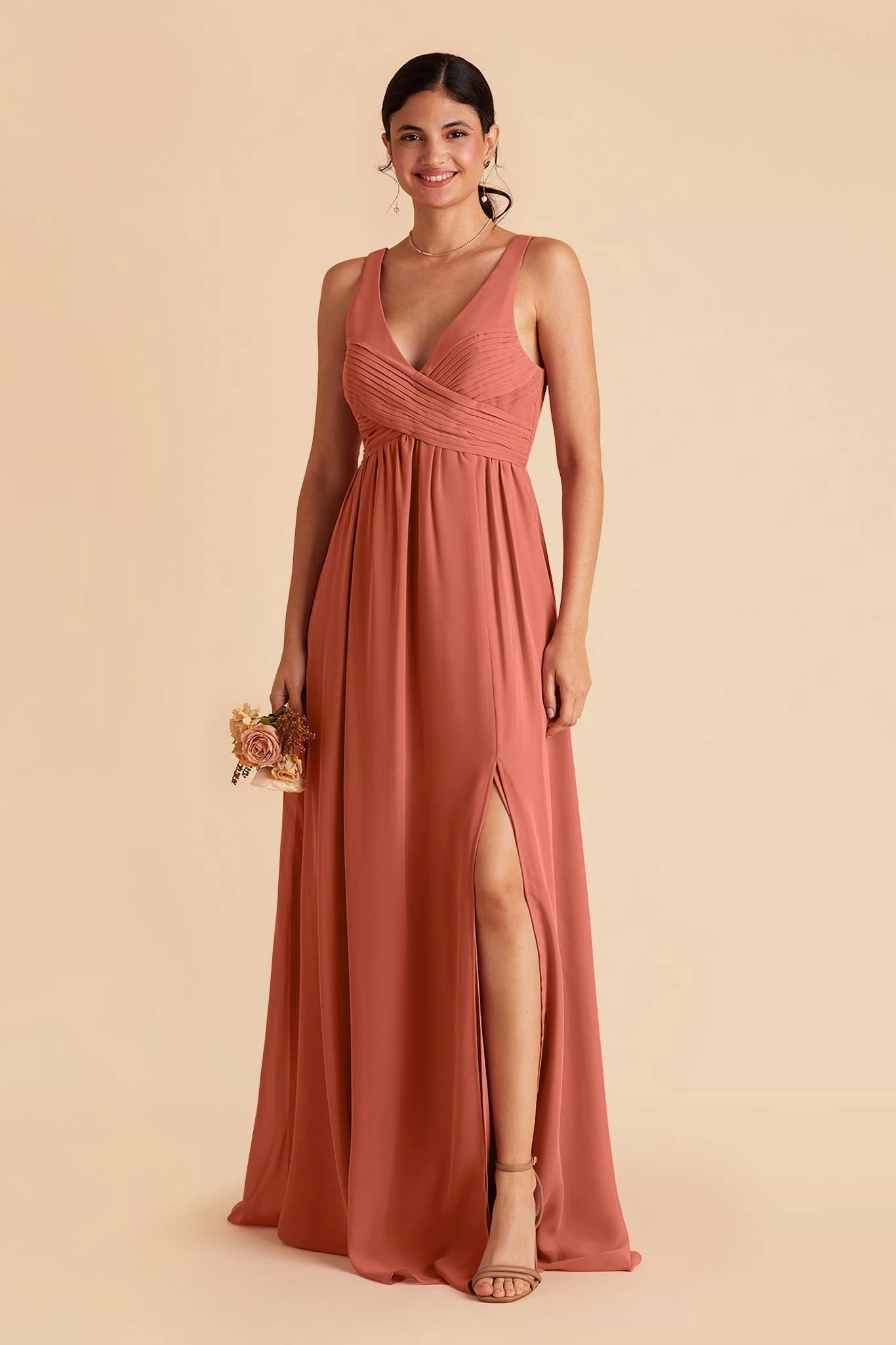 Laurie Empire Dress - Terracotta - Image 5