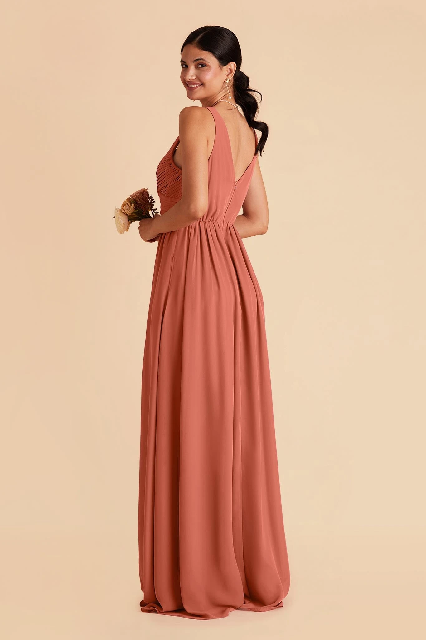 Laurie Empire Dress - Terracotta - Image 6