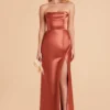 Mia Shiny Satin Convertible Dress - Terracotta