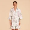 Kenny Floral Ruffle Robe - White Floral Rose