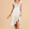 James Shiny Satin Midi Dress - White