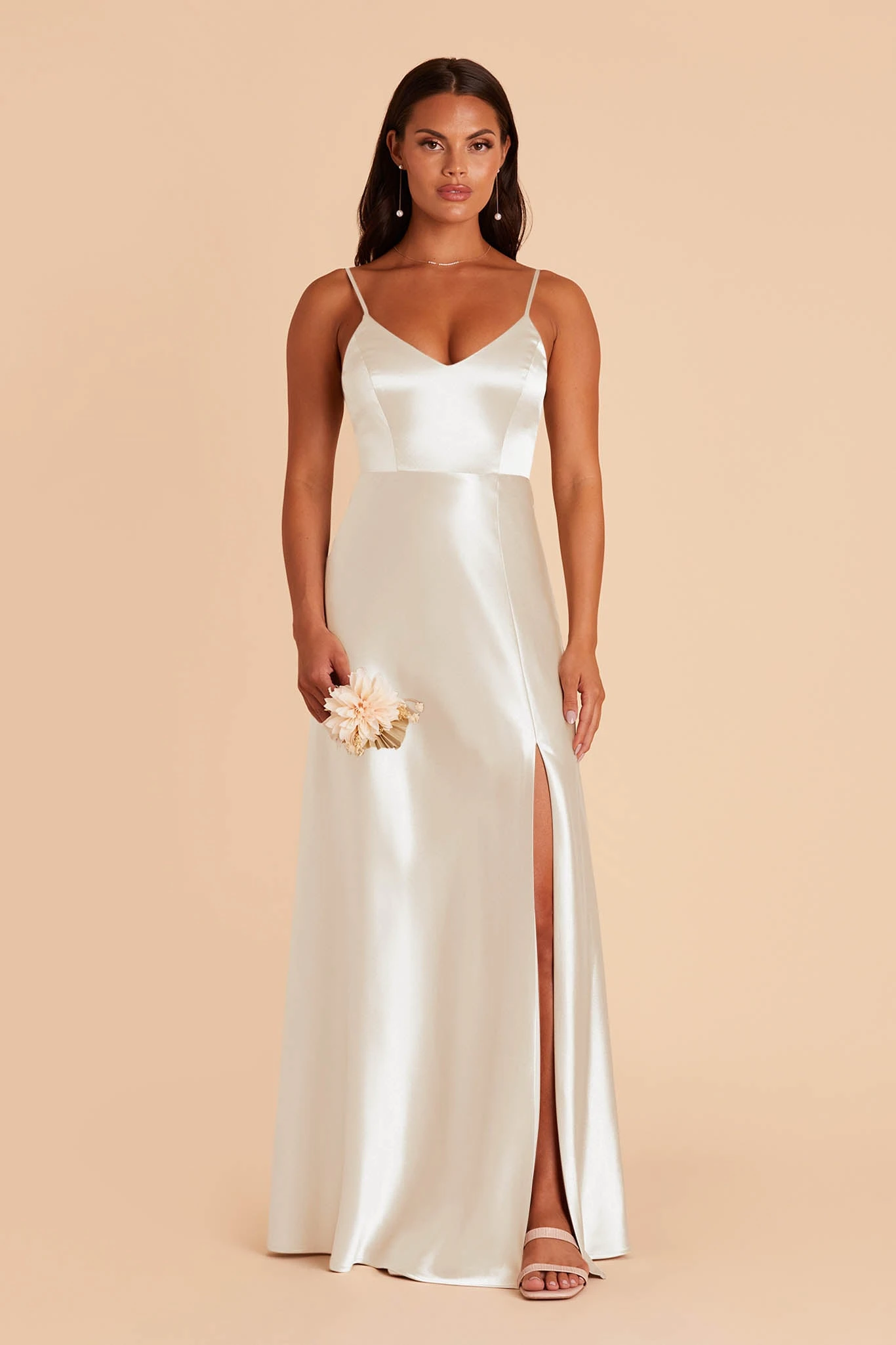 Jay Shiny Satin Dress - White - Image 4