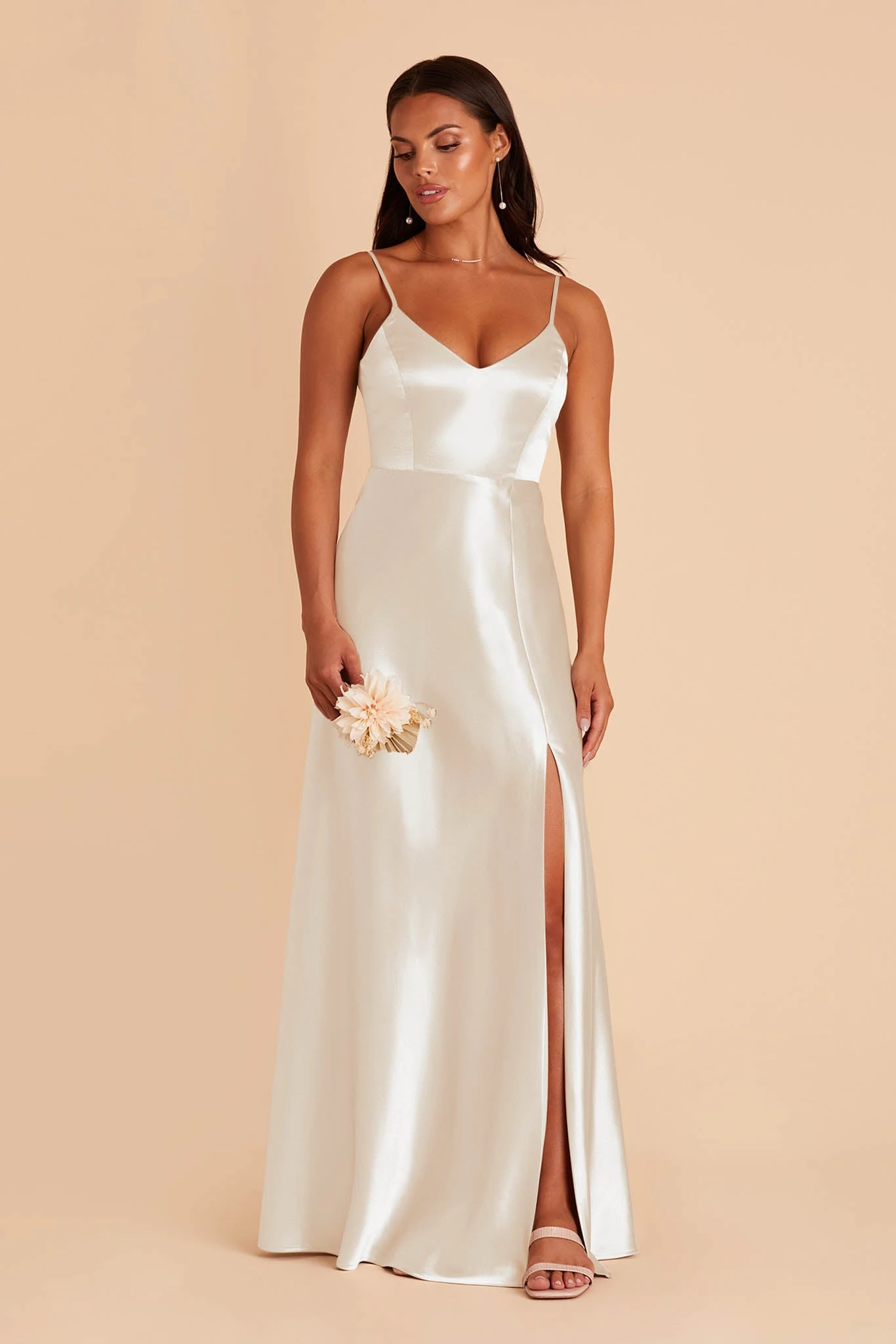 Jay Shiny Satin Dress - White