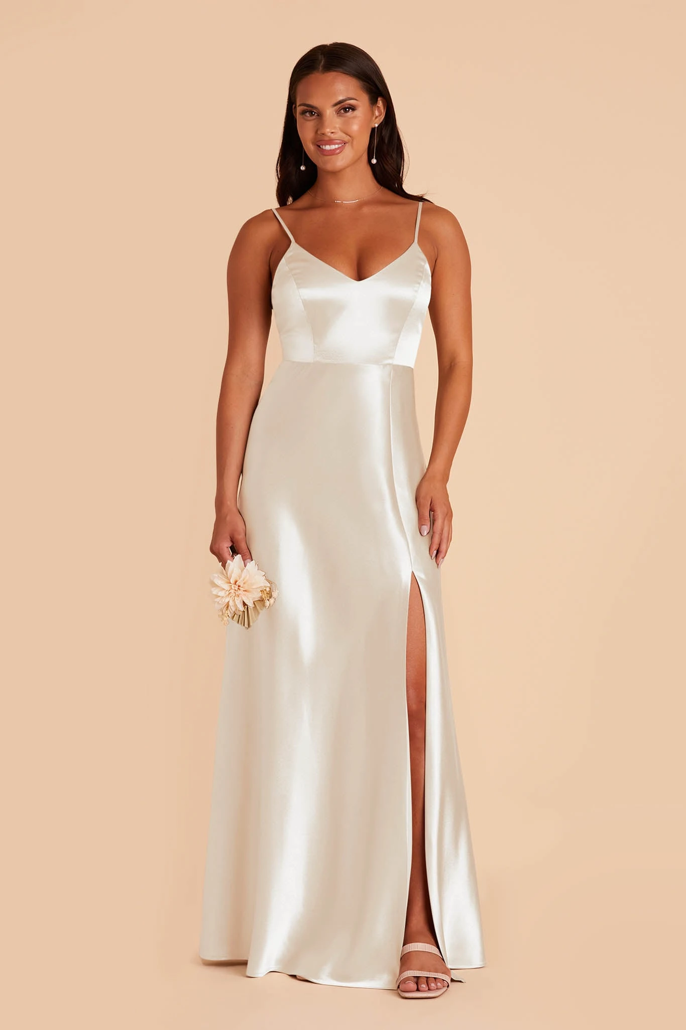 Jay Shiny Satin Dress - White - Image 3