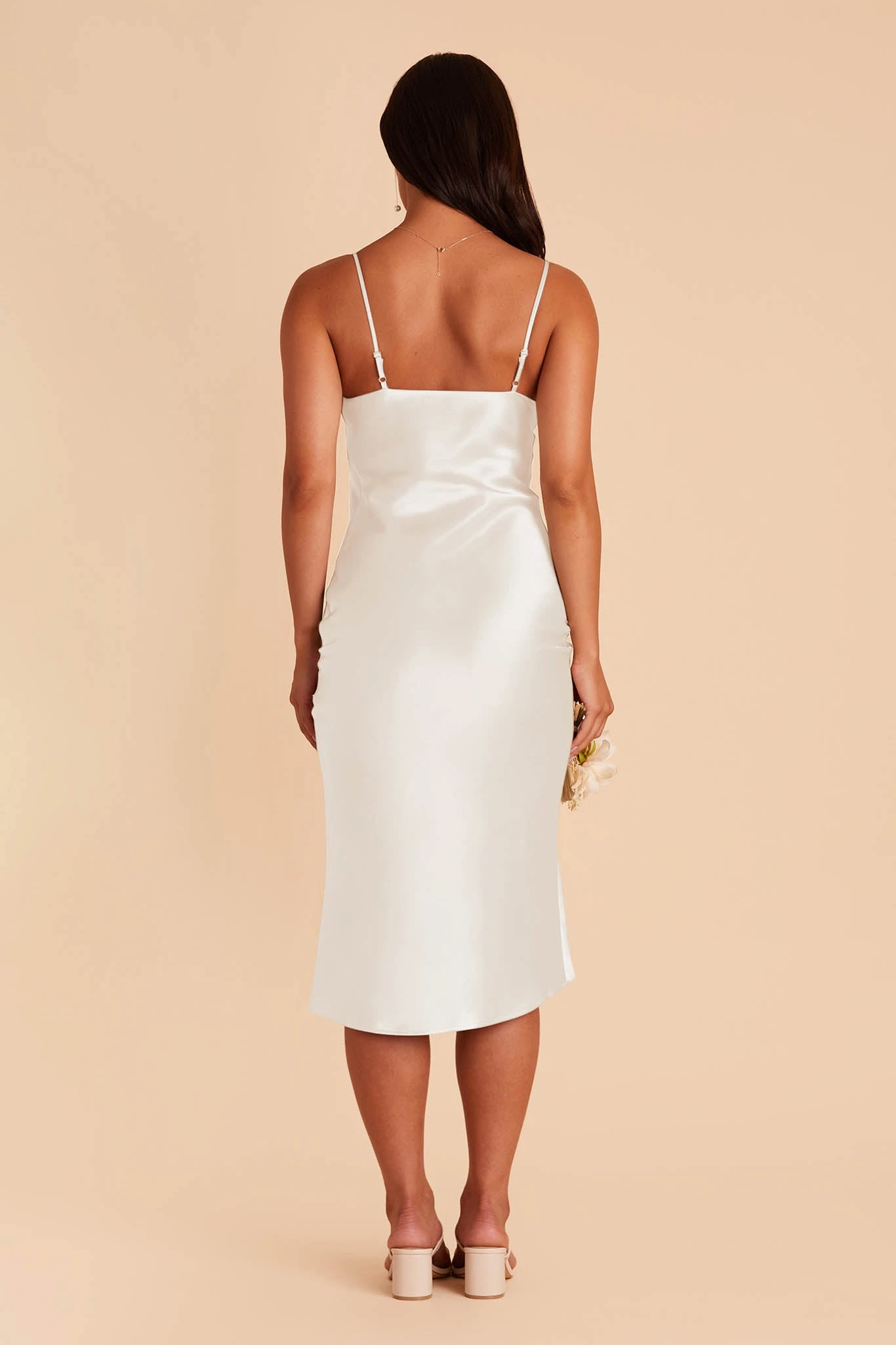 Lisa Shiny Satin Midi Dress - White - Image 7