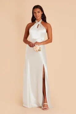 Monica Shiny Satin Dress - White